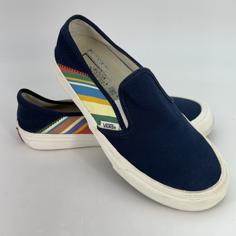 Vans Shoes Womens Size 7 Classic Slip-On Rainbow Stripe Canvas Skate 500714 - Picture 4 of 10